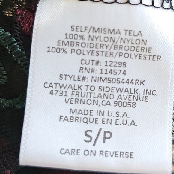 Ro & De Embroidered Sheer Top Black Size S - Picture 5 of 6